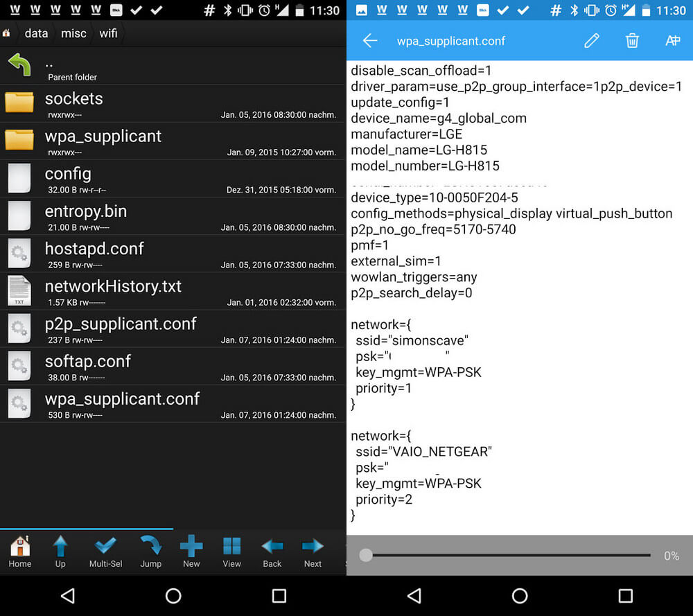 Android WLAN-Passwort anzeigen ES Datei Explorer
