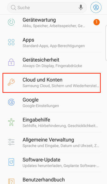 Cloud und Kontos Android
