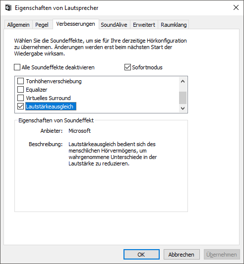  Lautstärkeausgleich deaktivieren Windows 10