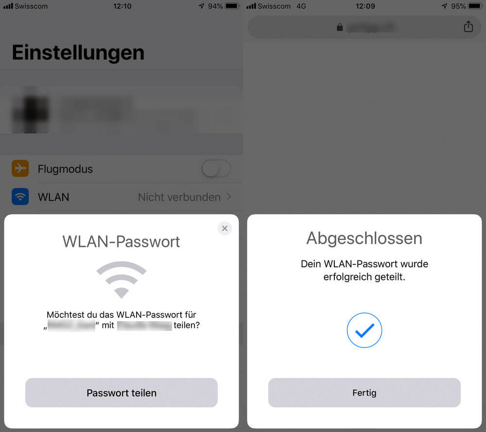 iPhone WLAN-Passwort teilen